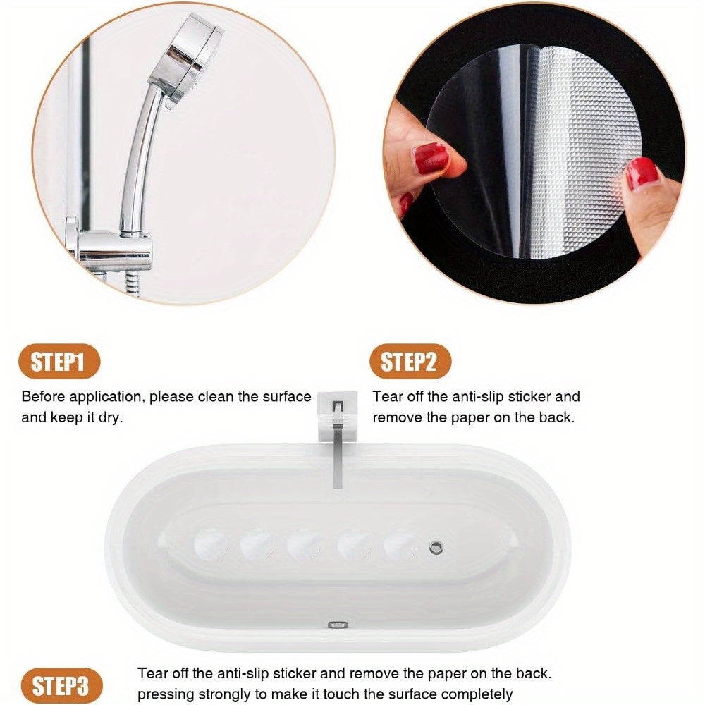 Set of 6 Non-Slip Bathtub Stickers with Scraper, Adhesive Safety Treads for Shower and Bathroom