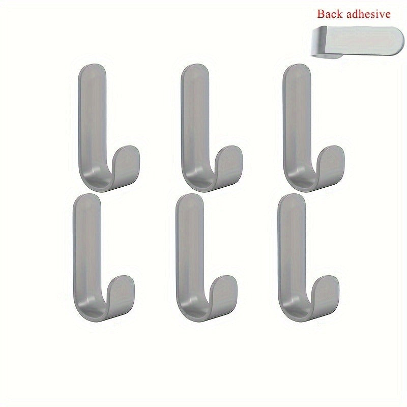 6 Pack Adhesive Wall Hooks for Keys Clothes Towels Organizing