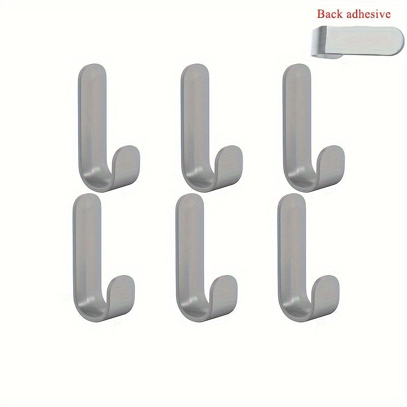 6 Pack Adhesive Wall Hooks for Keys Clothes Towels Organizing