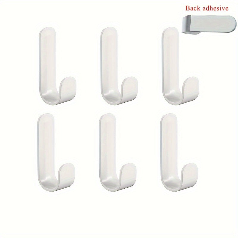 6 Pack Adhesive Wall Hooks for Keys Clothes Towels Organizing