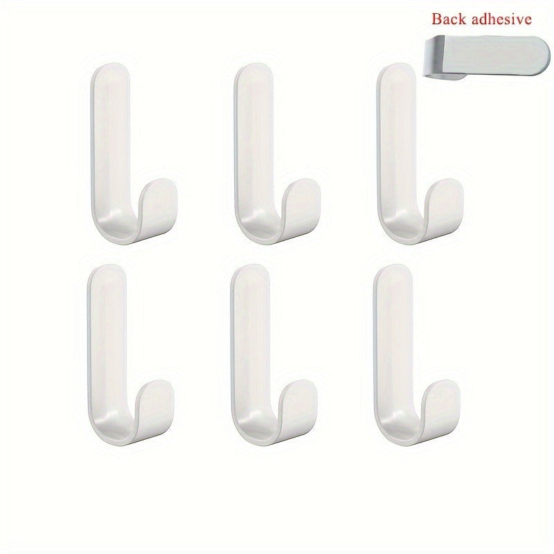 6 Pack Adhesive Wall Hooks for Keys Clothes Towels Organizing