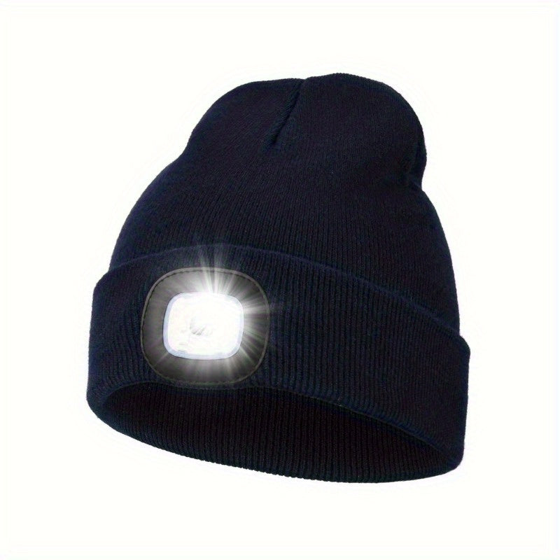 Gorro unisex con luz LED, de punto, iluminación sin manos para actividades al aire libre