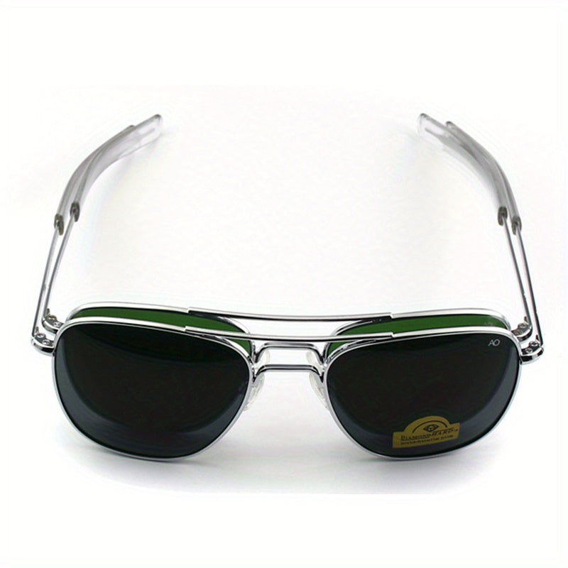 Erkaklar va ayollar uchun uniseks moda ko‘zoynaklar, bardoshli temperli shisha linzalar, temir alloy ramka, ochiq havoda faoliyat uchun