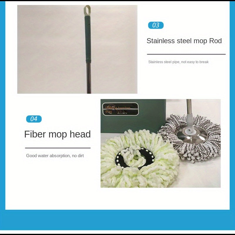 2 ta mop mato bilan Spin Mop va Kova tozalash uchun tozalash to'plami