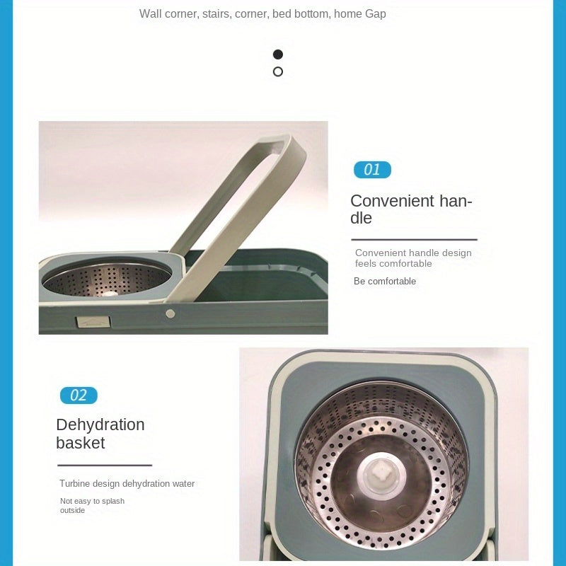 2 ta mop mato bilan Spin Mop va Kova tozalash uchun tozalash to'plami