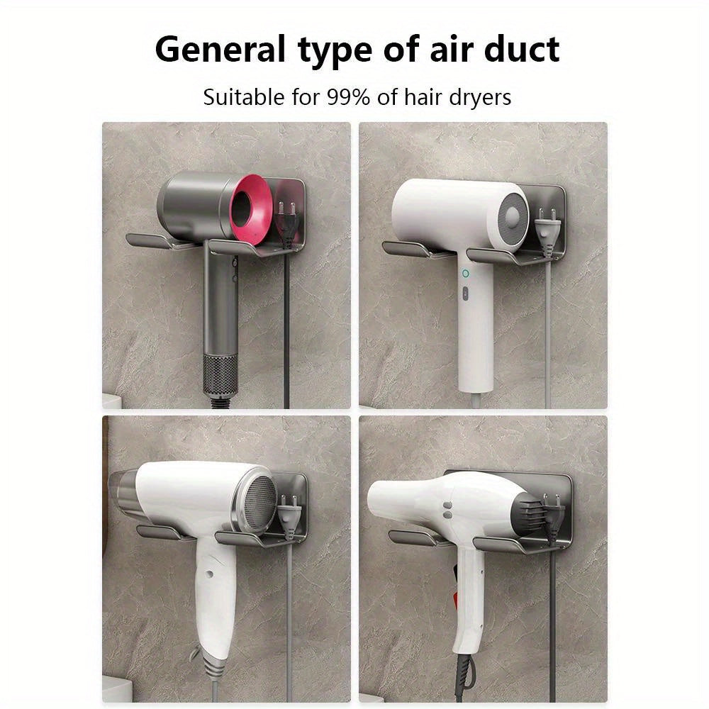 Wall Mounted Hair Dryer Holder Plastic Bathroom Shelf No Drilling Storage Organizer
