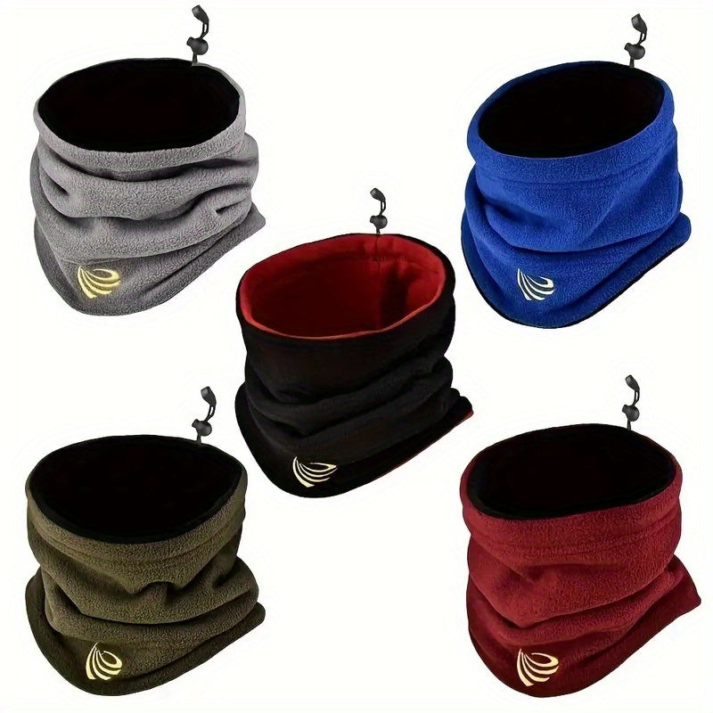 Black Winter Knit Neck Gaiter Double-Sided Fleece-Lined Windproof Neck Warmer for Skiing Cycling