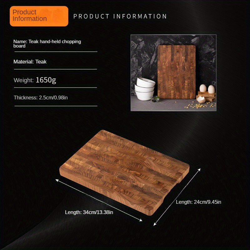 Teak Wood Cutting Board 2.49cm Thick Stand-Up Storage Kitchen Essential