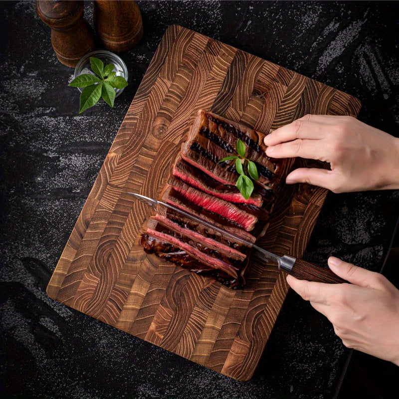 Teak Wood Cutting Board 2.49cm Thick Stand-Up Storage Kitchen Essential