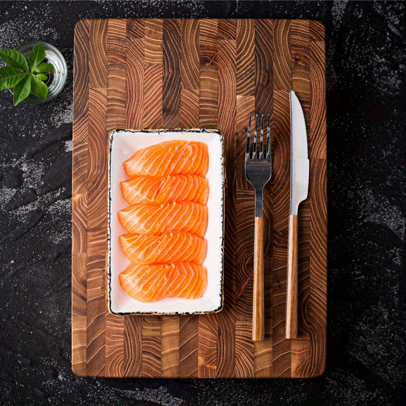 Teak Wood Cutting Board 2.49cm Thick Stand-Up Storage Kitchen Essential