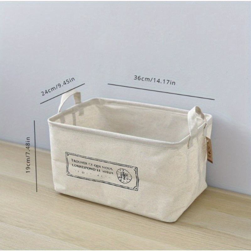 Linen Fabric Storage Basket for Desk and Wardrobe Diapers and Supplies