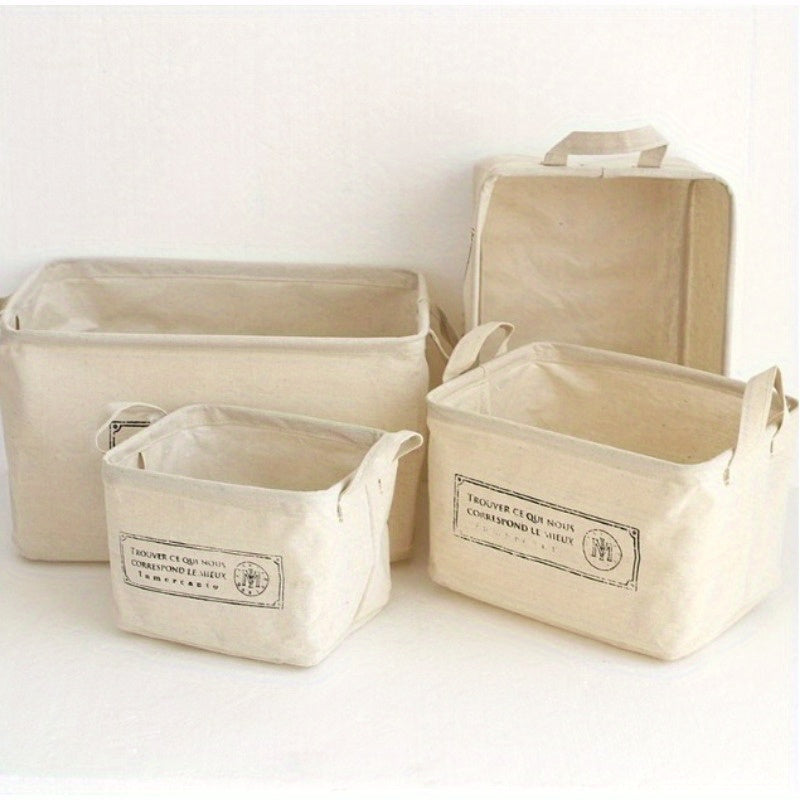 Linen Fabric Storage Basket for Desk and Wardrobe Diapers and Supplies