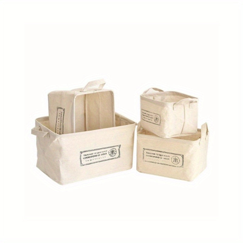 Linen Fabric Storage Basket for Desk and Wardrobe Diapers and Supplies