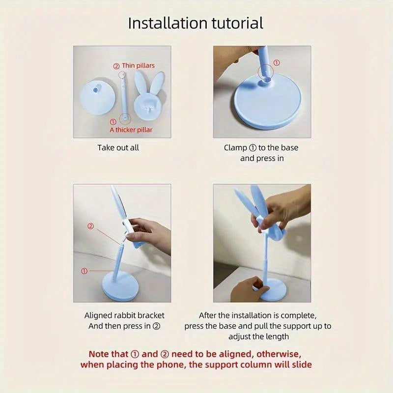 Adjustable Height Mobile Phone Holder with Rabbit Design for Live Streaming