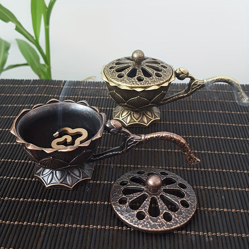 Lotus-Shaped Incense Burner with Lid for Indoor Use Home Decor or Gift