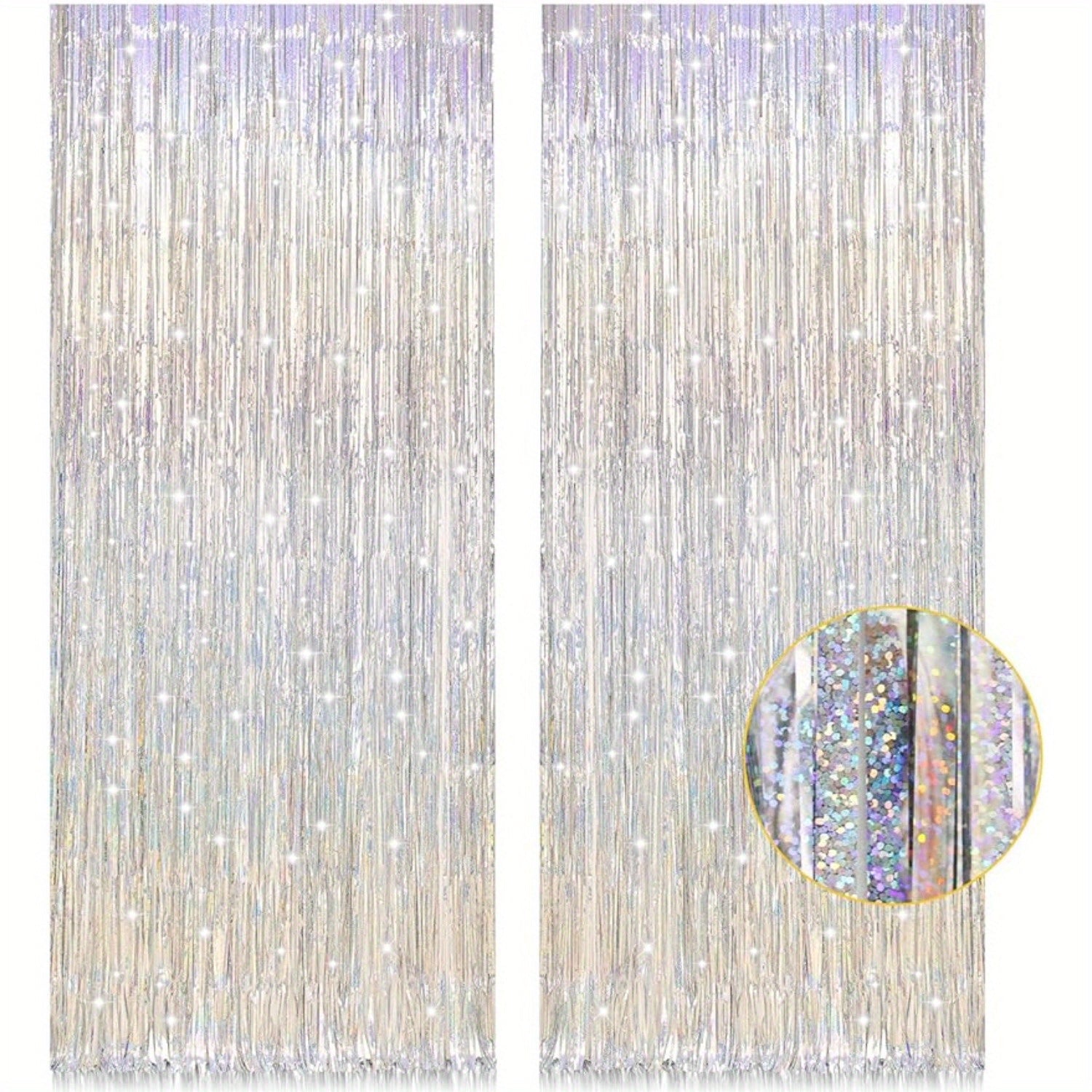 Silver Metallic Tinsel Foil Fringe Door Streamer 97.54cm x 201.17cm Party Decorations