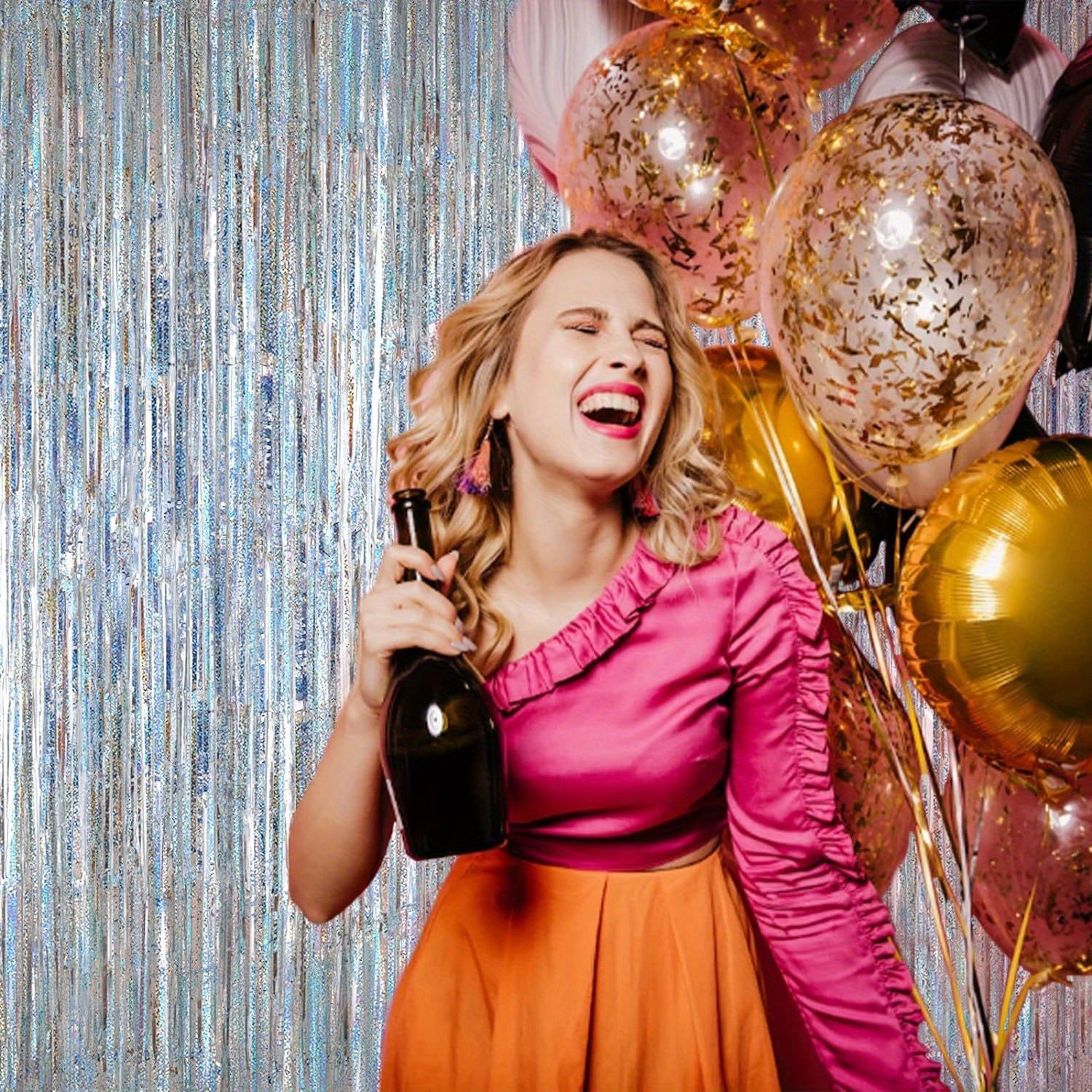 Silver Metallic Tinsel Foil Fringe Door Streamer 97.54cm x 201.17cm Party Decorations