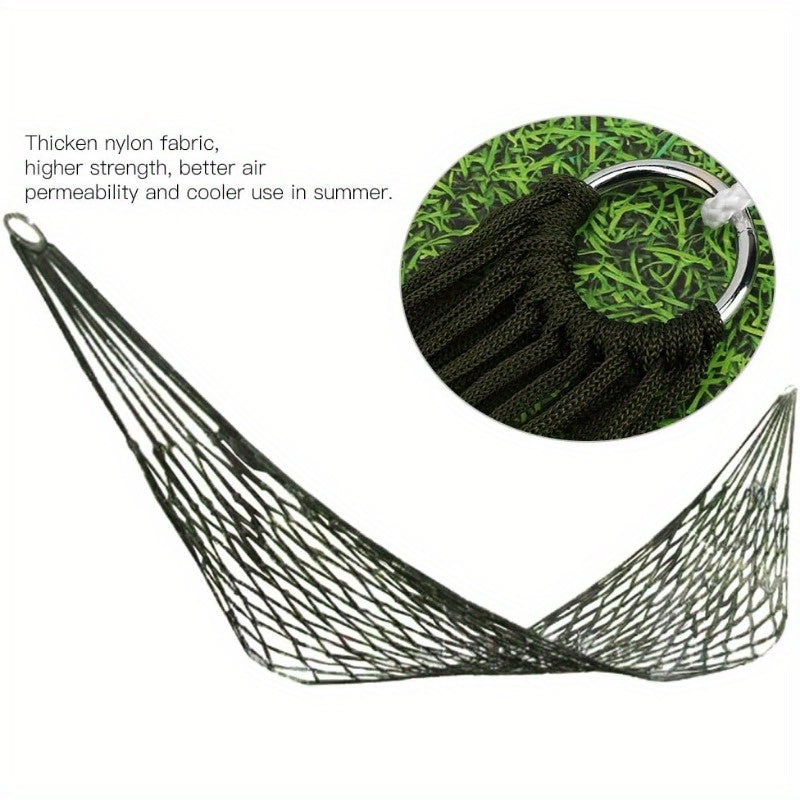 Outdoor Nylon Mesh Hammock for Garden Beach Relaxation Double as Swing Chair or Picnic Mat Green