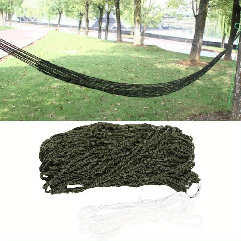 Outdoor Nylon Mesh Hammock for Garden Beach Relaxation Double as Swing Chair or Picnic Mat Green