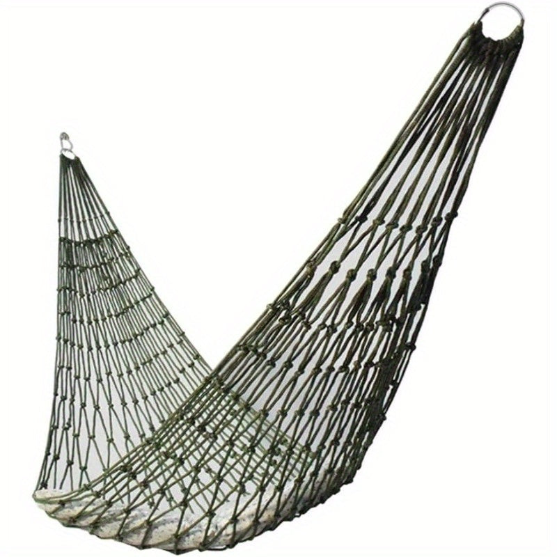 Outdoor Nylon Mesh Hammock for Garden Beach Relaxation Double as Swing Chair or Picnic Mat Green