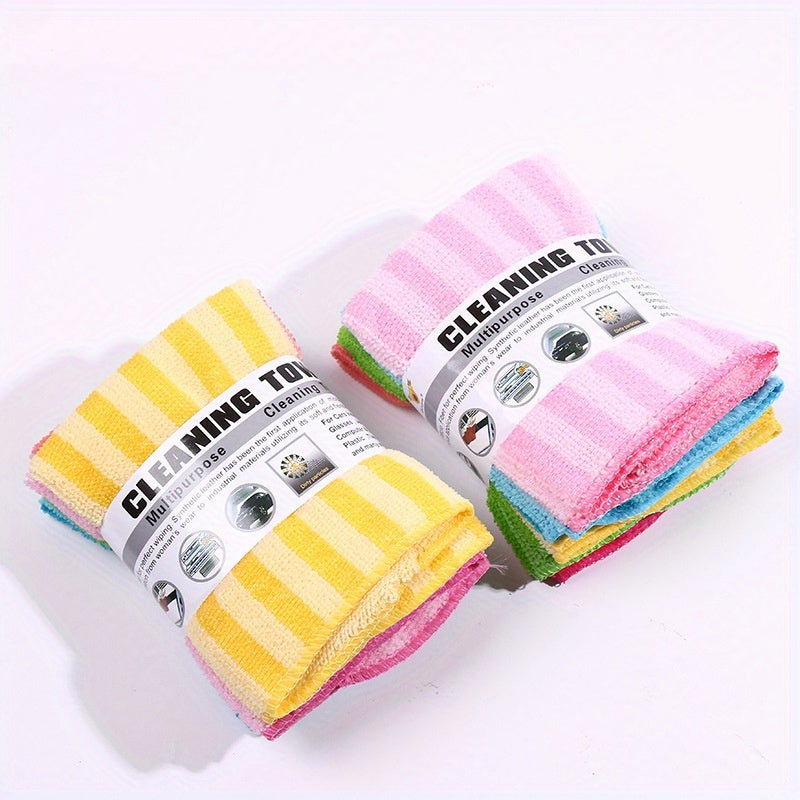 Microfiber Dish Towels Set with Striped Print, Absorbent, Easy to Wash, Kitchen Cleaning Cloths