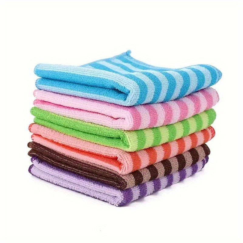 Microfiber Dish Towels Set with Striped Print, Absorbent, Easy to Wash, Kitchen Cleaning Cloths