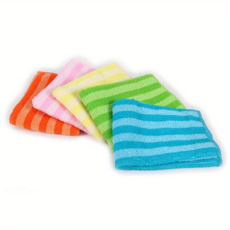 Microfiber Dish Towels Set with Striped Print, Absorbent, Easy to Wash, Kitchen Cleaning Cloths
