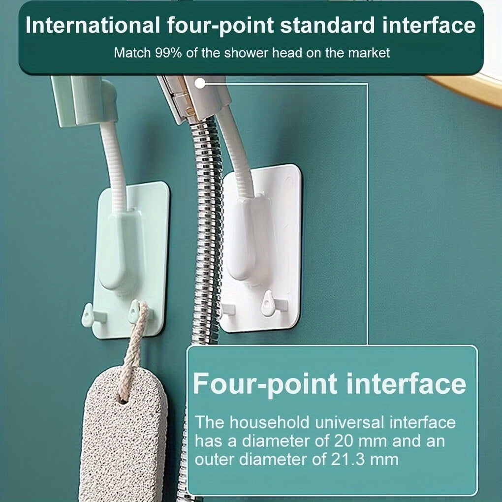 360° Rotating Shower Head Holder with Double Hooks Adjustable Nozzle Bathroom Accessories