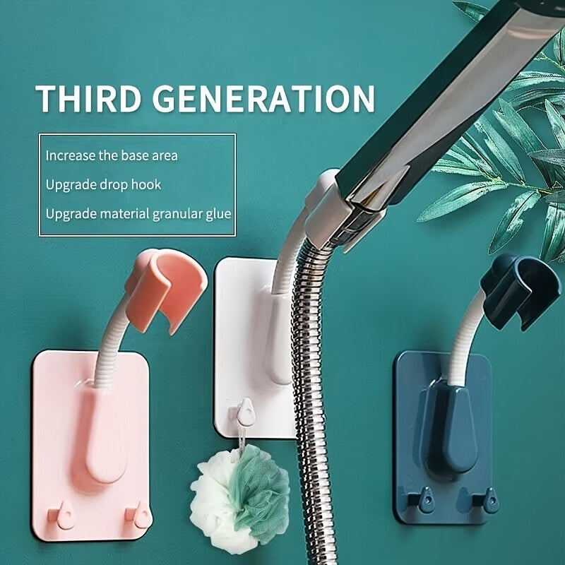 360° Rotating Shower Head Holder with Double Hooks Adjustable Nozzle Bathroom Accessories