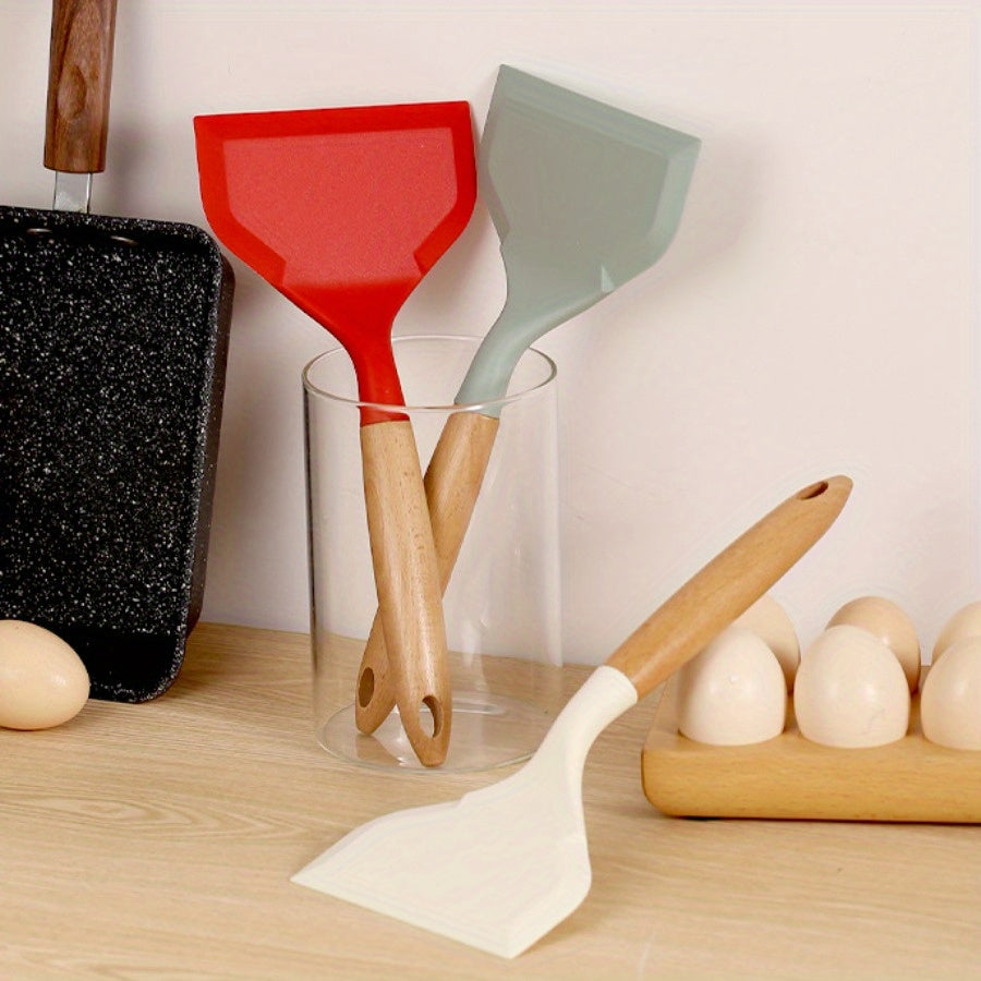 Wide Silicone Turner Spatula Non-Stick Kitchen Utensil for Cooking and Frying