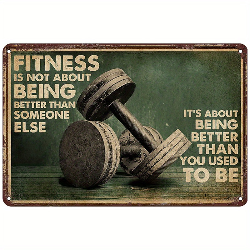 Inspirational Wall Art Vintage Tin Sign for Home Gym Get Fit Poster