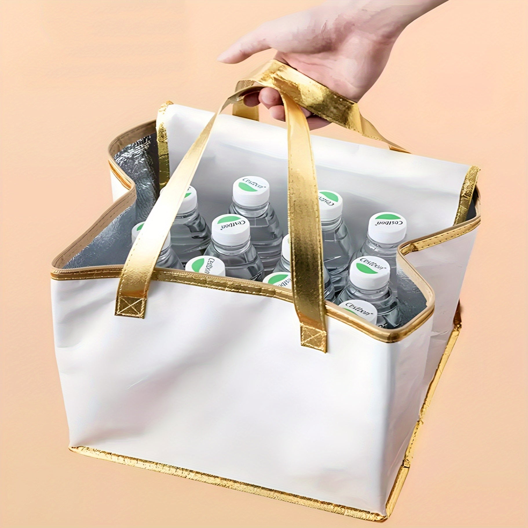 Insulated Food Delivery Bag with Zipper Leakproof Non-Woven Fabric Aluminum Lining