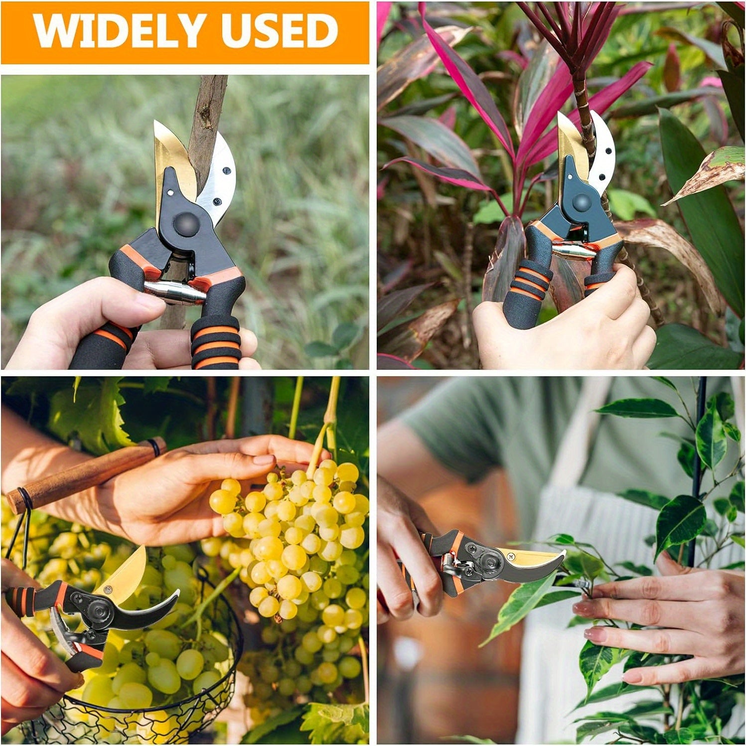 Premium SK5 Steel Pruning Shears 21.59cm Bypass Garden Clippers Durable Titanium Coated