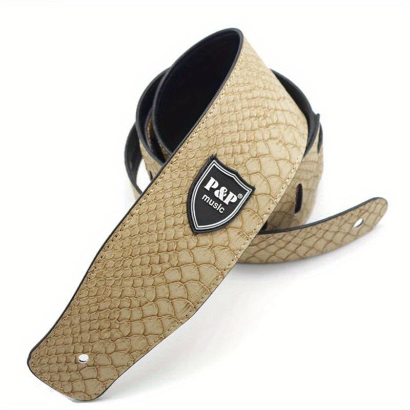 6.35cm Faux Leather Guitar Strap Adjustable Embroidered Belt for Acoustic Electric Bass