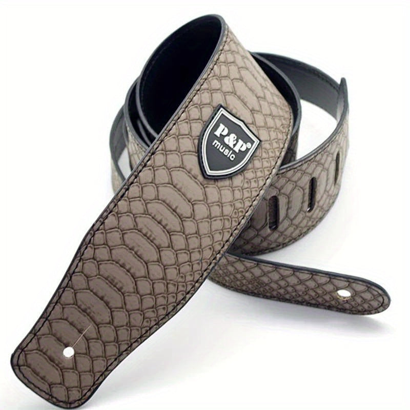 6.35cm Faux Leather Guitar Strap Adjustable Embroidered Belt for Acoustic Electric Bass