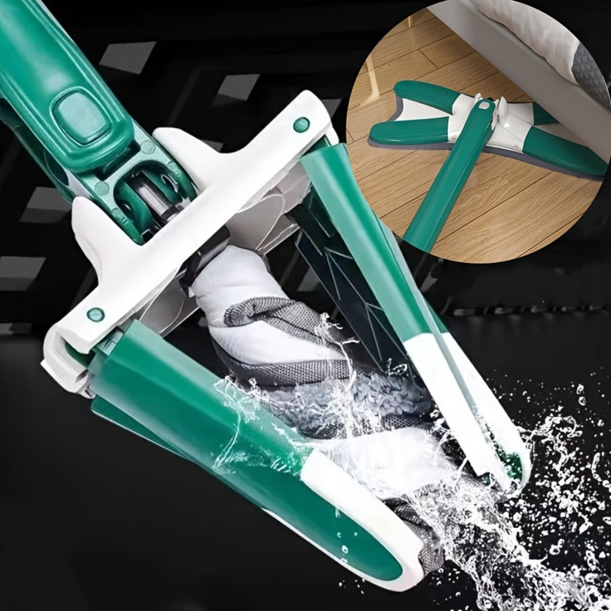 Butterfly Shaped Flat Mop Kit with Microfiber Pad and Reusable Cloths for Wet Dry Cleaning