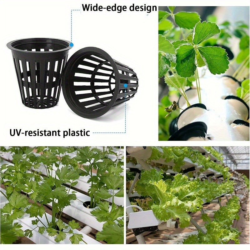 50pcs Heavy Duty 5.08cm Net Pots for Hydroponics Reusable UV-Resistant Mesh Cups for Tower Gardens Cloning Systems