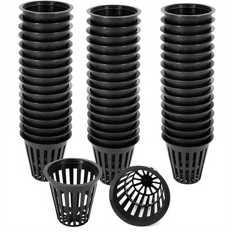 50pcs Heavy Duty 5.08cm Net Pots for Hydroponics Reusable UV-Resistant Mesh Cups for Tower Gardens Cloning Systems