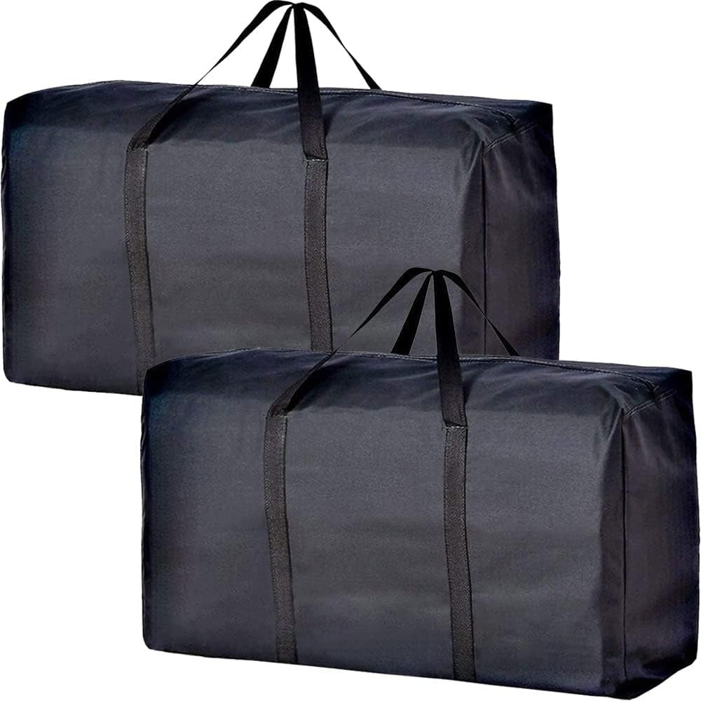 Two Sets of Extra Large Storage Bags with Zippers and Handles for Clothes and Moving