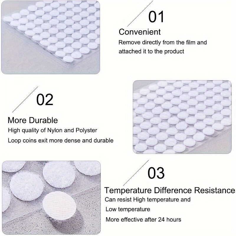 Self-Adhesive Hook and Loop Dots 1000 Pieces 1cm Nylon for DIY Crafts Home Office Classroom