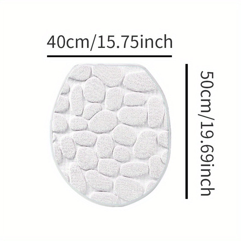 Soft Non-Slip Cobblestone Pattern Bath Rug Water Absorbent Quick Dry Polyester