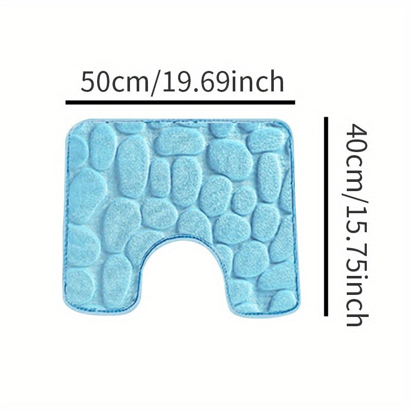 Soft Non-Slip Cobblestone Pattern Bath Rug Water Absorbent Quick Dry Polyester