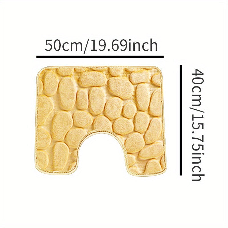 Soft Non-Slip Cobblestone Pattern Bath Rug Water Absorbent Quick Dry Polyester