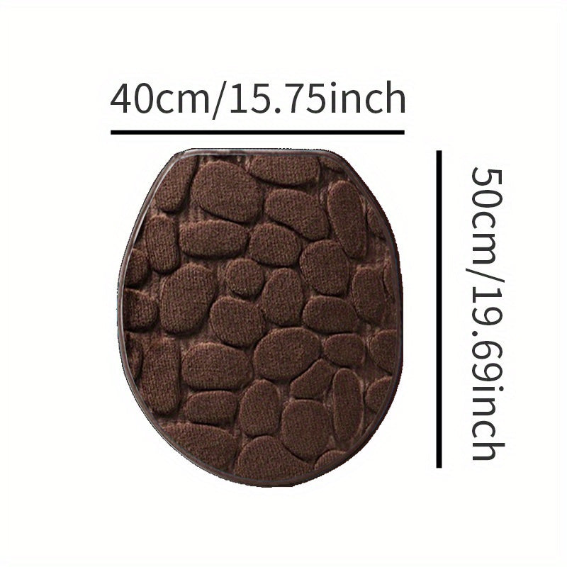 Soft Non-Slip Cobblestone Pattern Bath Rug Water Absorbent Quick Dry Polyester