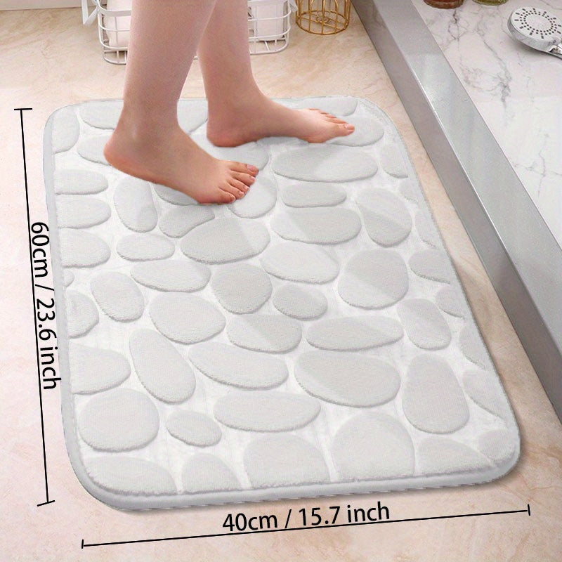 Soft Non-Slip Cobblestone Pattern Bath Rug Water Absorbent Quick Dry Polyester