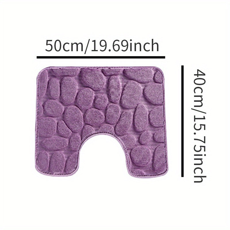 Soft Non-Slip Cobblestone Pattern Bath Rug Water Absorbent Quick Dry Polyester