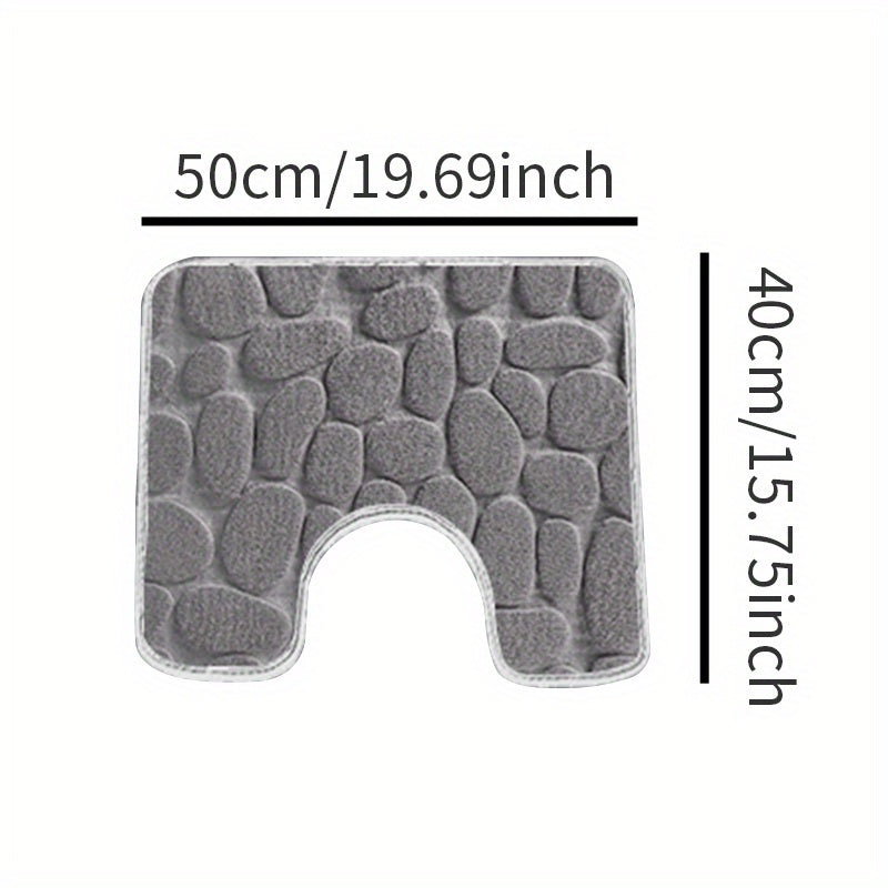 Soft Non-Slip Cobblestone Pattern Bath Rug Water Absorbent Quick Dry Polyester