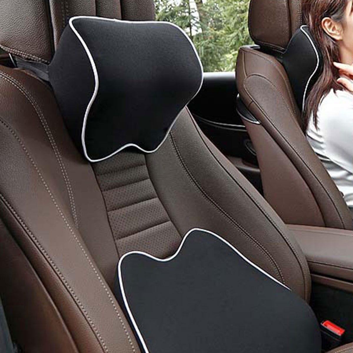 Almohada de cuello para coche universal de espuma viscoelástica, soporte para viaje, cojín para cabecera