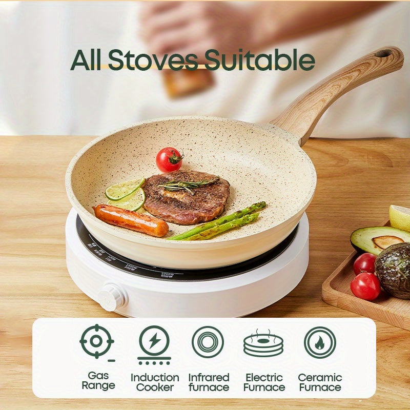 Non-Stick Frying Pan with Lid Medical Stone Coating for All Stovetops