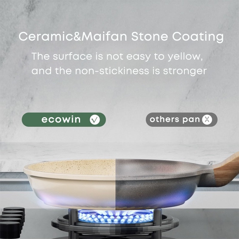 Non-Stick Frying Pan with Lid Medical Stone Coating for All Stovetops